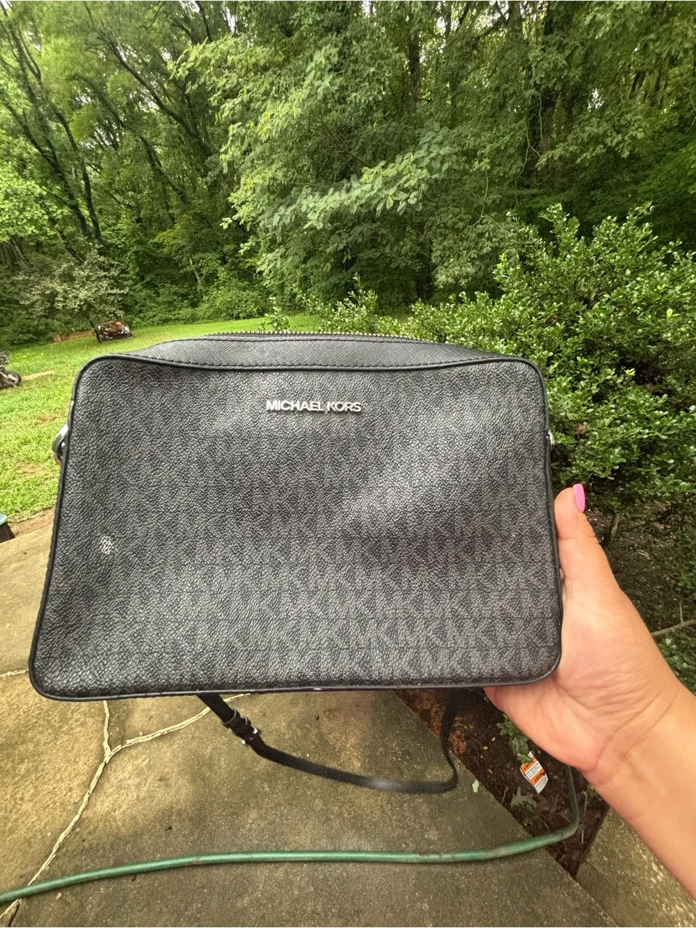 Michael Kors Black Logo-Print Crossbody Camera Bag